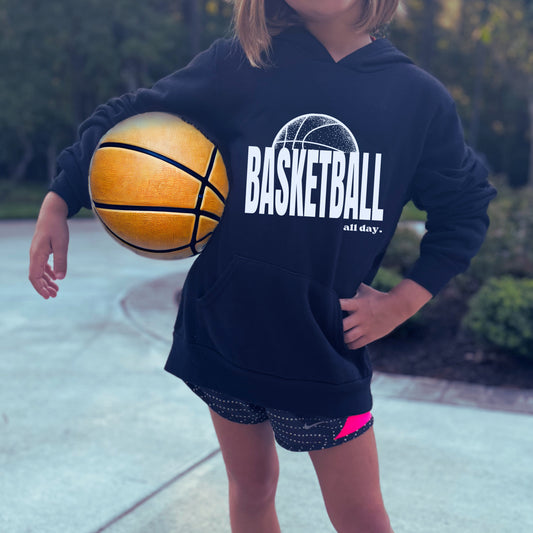 BASKETBALL all day. Bella + Canvas Youth Hoodie